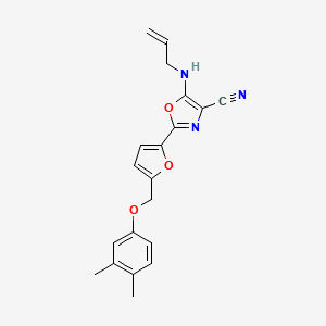 molecular formula C20H19N3O3 B11306775 2-{5-[(3,4-Dimethylphenoxy)methyl]furan-2-yl}-5-(prop-2-en-1-ylamino)-1,3-oxazole-4-carbonitrile 