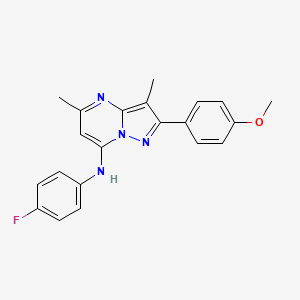 molecular formula C21H19FN4O B11306805 N-(4-fluorophenyl)-2-(4-methoxyphenyl)-3,5-dimethylpyrazolo[1,5-a]pyrimidin-7-amine 