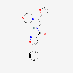 molecular formula C21H23N3O4 B11306807 N-[2-(furan-2-yl)-2-(morpholin-4-yl)ethyl]-5-(4-methylphenyl)-1,2-oxazole-3-carboxamide 