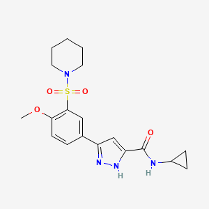 molecular formula C19H24N4O4S B11306892 N-cyclopropyl-5-[4-methoxy-3-(piperidin-1-ylsulfonyl)phenyl]-1H-pyrazole-3-carboxamide 