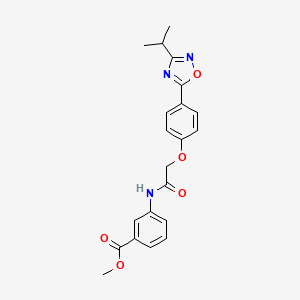molecular formula C21H21N3O5 B11306966 Methyl 3-[({4-[3-(propan-2-yl)-1,2,4-oxadiazol-5-yl]phenoxy}acetyl)amino]benzoate 