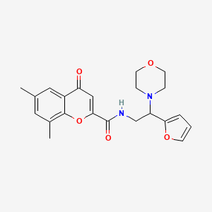 molecular formula C22H24N2O5 B11307075 N-[2-(furan-2-yl)-2-(morpholin-4-yl)ethyl]-6,8-dimethyl-4-oxo-4H-chromene-2-carboxamide 
