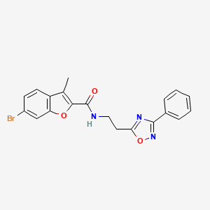 molecular formula C20H16BrN3O3 B11307079 6-bromo-3-methyl-N-[2-(3-phenyl-1,2,4-oxadiazol-5-yl)ethyl]-1-benzofuran-2-carboxamide 