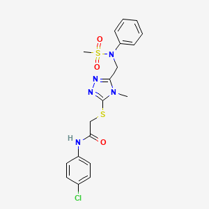 molecular formula C19H20ClN5O3S2 B11307351 N-(4-chlorophenyl)-2-[(4-methyl-5-{[(methylsulfonyl)(phenyl)amino]methyl}-4H-1,2,4-triazol-3-yl)sulfanyl]acetamide 