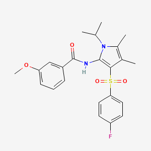 molecular formula C23H25FN2O4S B11307358 N-{3-[(4-fluorophenyl)sulfonyl]-4,5-dimethyl-1-(propan-2-yl)-1H-pyrrol-2-yl}-3-methoxybenzamide 