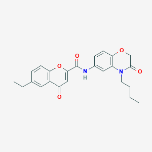 molecular formula C24H24N2O5 B11307404 N-(4-butyl-3-oxo-3,4-dihydro-2H-1,4-benzoxazin-6-yl)-6-ethyl-4-oxo-4H-chromene-2-carboxamide 