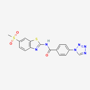 molecular formula C16H12N6O3S2 B11307471 N-[6-(methylsulfonyl)-1,3-benzothiazol-2-yl]-4-(1H-tetrazol-1-yl)benzamide 