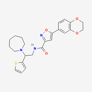 molecular formula C24H27N3O4S B11307609 N-[2-(azepan-1-yl)-2-(thiophen-2-yl)ethyl]-5-(2,3-dihydro-1,4-benzodioxin-6-yl)-1,2-oxazole-3-carboxamide 