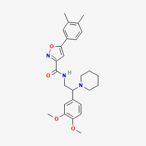 molecular formula C27H33N3O4 B11307644 N-[2-(3,4-dimethoxyphenyl)-2-(piperidin-1-yl)ethyl]-5-(3,4-dimethylphenyl)-1,2-oxazole-3-carboxamide 