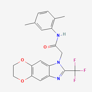 molecular formula C20H18F3N3O3 B11307720 N-(2,5-dimethylphenyl)-2-[2-(trifluoromethyl)-6,7-dihydro-1H-[1,4]dioxino[2,3-f]benzimidazol-1-yl]acetamide 