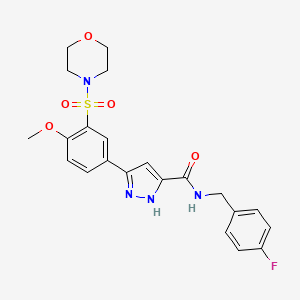 molecular formula C22H23FN4O5S B11307860 N-(4-fluorobenzyl)-5-[4-methoxy-3-(morpholin-4-ylsulfonyl)phenyl]-1H-pyrazole-3-carboxamide 