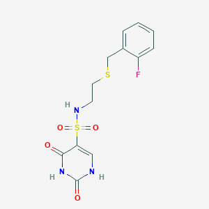 molecular formula C13H14FN3O4S2 B11307916 N-{2-[(2-fluorobenzyl)sulfanyl]ethyl}-2-hydroxy-6-oxo-1,6-dihydropyrimidine-5-sulfonamide 