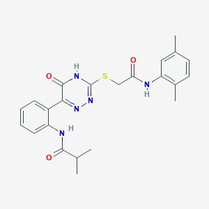 molecular formula C23H25N5O3S B11307978 N-{2-[3-({2-[(2,5-dimethylphenyl)amino]-2-oxoethyl}sulfanyl)-5-oxo-4,5-dihydro-1,2,4-triazin-6-yl]phenyl}-2-methylpropanamide 