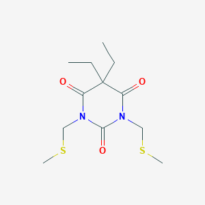molecular formula C12H20N2O3S2 B011308 2,4,6(1H,3H,5H)-Pyrimidinetrione, 1,3-bis((methylthio)methyl)-5,5-diethyl- CAS No. 100849-45-4