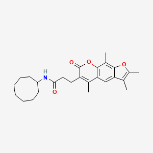 molecular formula C26H33NO4 B11308107 N-Cyclooctyl-3-{2,3,5,9-tetramethyl-7-oxo-7H-furo[3,2-G]chromen-6-YL}propanamide 