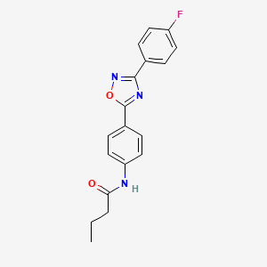 molecular formula C18H16FN3O2 B11308174 N-{4-[3-(4-fluorophenyl)-1,2,4-oxadiazol-5-yl]phenyl}butanamide 