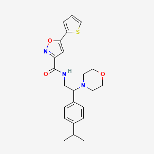 molecular formula C23H27N3O3S B11308311 N-[2-(Morpholin-4-YL)-2-[4-(propan-2-YL)phenyl]ethyl]-5-(thiophen-2-YL)-1,2-oxazole-3-carboxamide 