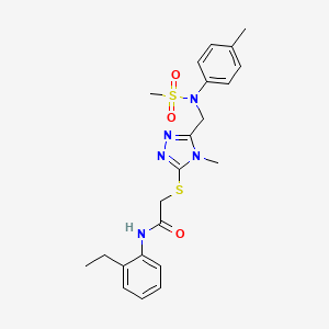 molecular formula C22H27N5O3S2 B11308334 N-(2-ethylphenyl)-2-[(4-methyl-5-{[(4-methylphenyl)(methylsulfonyl)amino]methyl}-4H-1,2,4-triazol-3-yl)sulfanyl]acetamide 