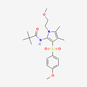 molecular formula C21H30N2O5S B11308391 N-{1-(2-methoxyethyl)-3-[(4-methoxyphenyl)sulfonyl]-4,5-dimethyl-1H-pyrrol-2-yl}-2,2-dimethylpropanamide 