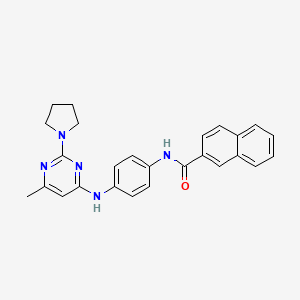 molecular formula C26H25N5O B11308472 N-(4-((6-methyl-2-(pyrrolidin-1-yl)pyrimidin-4-yl)amino)phenyl)-2-naphthamide 