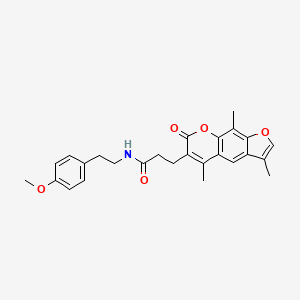 molecular formula C26H27NO5 B11308564 N-[2-(4-methoxyphenyl)ethyl]-3-(3,5,9-trimethyl-7-oxo-7H-furo[3,2-g]chromen-6-yl)propanamide 