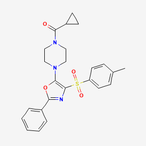 molecular formula C24H25N3O4S B11308881 Cyclopropyl(4-{4-[(4-methylphenyl)sulfonyl]-2-phenyl-1,3-oxazol-5-yl}piperazin-1-yl)methanone 