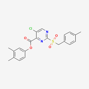 molecular formula C21H19ClN2O4S B11308884 3,4-Dimethylphenyl 5-chloro-2-[(4-methylbenzyl)sulfonyl]pyrimidine-4-carboxylate 