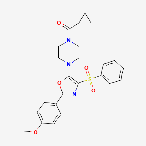 molecular formula C24H25N3O5S B11308889 Cyclopropyl{4-[2-(4-methoxyphenyl)-4-(phenylsulfonyl)-1,3-oxazol-5-yl]piperazin-1-yl}methanone 