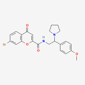 molecular formula C23H23BrN2O4 B11309050 7-bromo-N-[2-(4-methoxyphenyl)-2-(pyrrolidin-1-yl)ethyl]-4-oxo-4H-chromene-2-carboxamide 