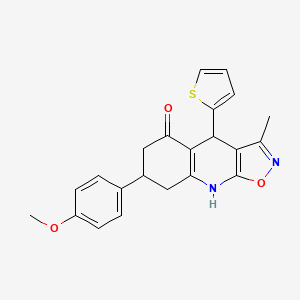 molecular formula C22H20N2O3S B11309176 7-(4-Methoxyphenyl)-3-methyl-4-(thiophen-2-yl)-4,6,7,8-tetrahydro[1,2]oxazolo[5,4-b]quinolin-5-ol 