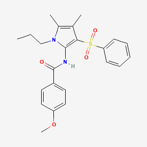 molecular formula C23H26N2O4S B11309426 N-[4,5-dimethyl-3-(phenylsulfonyl)-1-propyl-1H-pyrrol-2-yl]-4-methoxybenzamide 