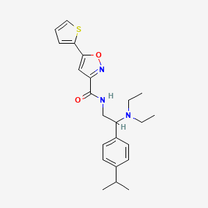 molecular formula C23H29N3O2S B11309621 N-[2-(Diethylamino)-2-[4-(propan-2-YL)phenyl]ethyl]-5-(thiophen-2-YL)-1,2-oxazole-3-carboxamide 
