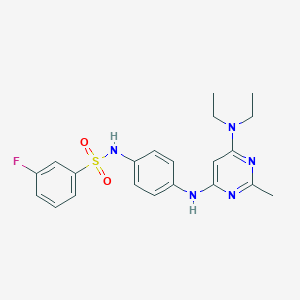 molecular formula C21H24FN5O2S B11309867 N-(4-((6-(diethylamino)-2-methylpyrimidin-4-yl)amino)phenyl)-3-fluorobenzenesulfonamide 