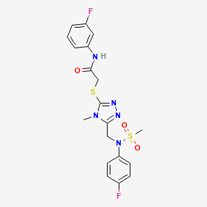 molecular formula C19H19F2N5O3S2 B11310028 N-(3-fluorophenyl)-2-[(5-{[(4-fluorophenyl)(methylsulfonyl)amino]methyl}-4-methyl-4H-1,2,4-triazol-3-yl)sulfanyl]acetamide 