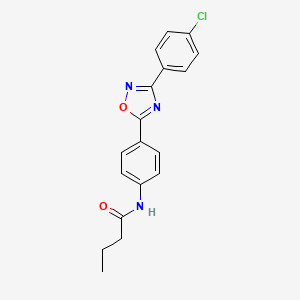 molecular formula C18H16ClN3O2 B11310053 N-{4-[3-(4-chlorophenyl)-1,2,4-oxadiazol-5-yl]phenyl}butanamide 