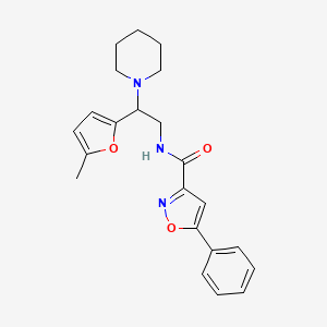 molecular formula C22H25N3O3 B11310384 N-[2-(5-methylfuran-2-yl)-2-(piperidin-1-yl)ethyl]-5-phenyl-1,2-oxazole-3-carboxamide 