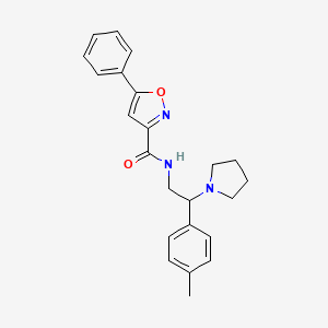 molecular formula C23H25N3O2 B11310446 N-[2-(4-methylphenyl)-2-(pyrrolidin-1-yl)ethyl]-5-phenyl-1,2-oxazole-3-carboxamide 
