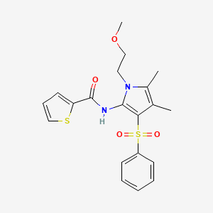 molecular formula C20H22N2O4S2 B11310459 N-[1-(2-methoxyethyl)-4,5-dimethyl-3-(phenylsulfonyl)-1H-pyrrol-2-yl]thiophene-2-carboxamide 