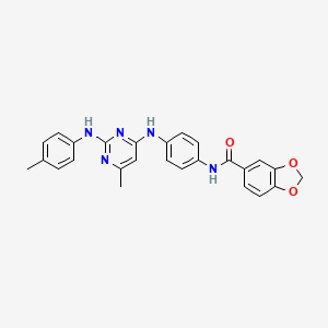 molecular formula C26H23N5O3 B11310460 N-(4-((6-methyl-2-(p-tolylamino)pyrimidin-4-yl)amino)phenyl)benzo[d][1,3]dioxole-5-carboxamide 