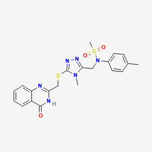 molecular formula C21H22N6O3S2 B11310560 N-[(4-methyl-5-{[(4-oxo-3,4-dihydroquinazolin-2-yl)methyl]sulfanyl}-4H-1,2,4-triazol-3-yl)methyl]-N-(4-methylphenyl)methanesulfonamide 