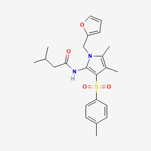 molecular formula C23H28N2O4S B11310735 N-{1-(furan-2-ylmethyl)-4,5-dimethyl-3-[(4-methylphenyl)sulfonyl]-1H-pyrrol-2-yl}-3-methylbutanamide 
