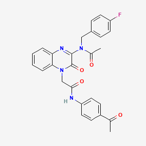 molecular formula C27H23FN4O4 B11310899 N-(4-{2-[(4-acetylphenyl)amino]-2-oxoethyl}-3-oxo-3,4-dihydroquinoxalin-2-yl)-N-(4-fluorobenzyl)acetamide 