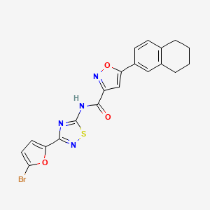 molecular formula C20H15BrN4O3S B11311018 N-[3-(5-bromofuran-2-yl)-1,2,4-thiadiazol-5-yl]-5-(5,6,7,8-tetrahydronaphthalen-2-yl)-1,2-oxazole-3-carboxamide 