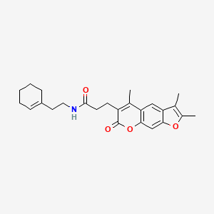 molecular formula C25H29NO4 B11311127 N-(2-cyclohex-1-en-1-ylethyl)-3-(2,3,5-trimethyl-7-oxo-7H-furo[3,2-g]chromen-6-yl)propanamide 
