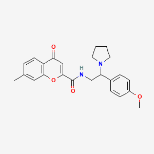 molecular formula C24H26N2O4 B11311236 N-[2-(4-methoxyphenyl)-2-(pyrrolidin-1-yl)ethyl]-7-methyl-4-oxo-4H-chromene-2-carboxamide 
