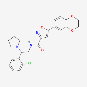 molecular formula C24H24ClN3O4 B11311311 N-[2-(2-chlorophenyl)-2-(pyrrolidin-1-yl)ethyl]-5-(2,3-dihydro-1,4-benzodioxin-6-yl)-1,2-oxazole-3-carboxamide 