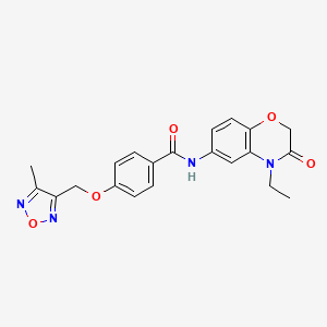 molecular formula C21H20N4O5 B11311382 N-(4-ethyl-3-oxo-3,4-dihydro-2H-1,4-benzoxazin-6-yl)-4-[(4-methyl-1,2,5-oxadiazol-3-yl)methoxy]benzamide 