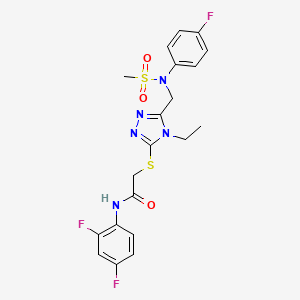 molecular formula C20H20F3N5O3S2 B11311590 N-(2,4-difluorophenyl)-2-[(4-ethyl-5-{[(4-fluorophenyl)(methylsulfonyl)amino]methyl}-4H-1,2,4-triazol-3-yl)sulfanyl]acetamide 