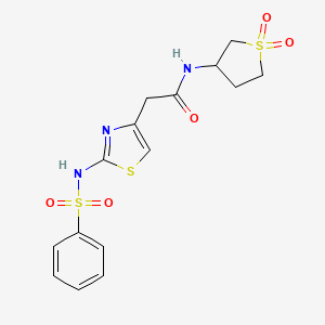 molecular formula C15H17N3O5S3 B11311846 N-(1,1-dioxidotetrahydrothiophen-3-yl)-2-{(2Z)-2-[(phenylsulfonyl)imino]-2,3-dihydro-1,3-thiazol-4-yl}acetamide 