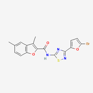 molecular formula C17H12BrN3O3S B11312121 N-[3-(5-bromofuran-2-yl)-1,2,4-thiadiazol-5-yl]-3,5-dimethyl-1-benzofuran-2-carboxamide 